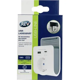 REV Ritter REV USB Ladegerät mit 240V Steck Dose plus USB-A&C 0020770112