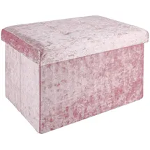 Intirilife Faltbare Sitzbank 49x30x30cm in Samt Rosé - Sitzwürfel mit Stauraum und Deckel mit Samtbezug - Sitzcube Fußablage klappbare Aufbewahrungsbox Truhe Hocker
