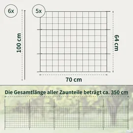 VERDOBA Teichzaun 5 Elemente 5 x 1 m Grün/Metall
