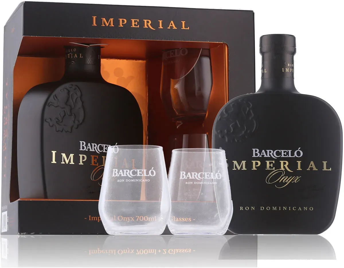 Barceló Imperial Onyx Rum 38% Vol. 0,7l in Geschenkbox mit 2 Gläsern