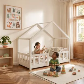 [en.casa] Kinderbett Treviolo 70 x 140 cm Kiefer lackiert weiß