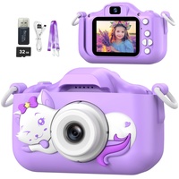 Mgaolo Kinderkamera Spielzeug für 3-12 Jahre alte Jungen und Mädchen, Digitale Videokamera für Kinder mit Silikonabdeckung, Weihnachts und Geburtstagsgeschenke (Katze-Lila)