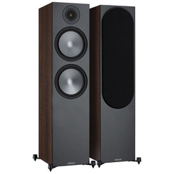 MONITOR AUDIO Bronze 500 (6G) Standlautsprecher walnuss [Paar] Stand-Lautsprecher (nicht zutreffend, 200 W, Standlautsprecher, 1 Paar, inkl. robuster Füße mit Spikes und Gummifüßen, inkl. abnehmbarer Lautsprecherabdeckungen) braun