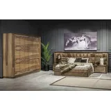 Xlmoebel Komplettschlafzimmer Vier Teile Set für braunes Schlafzimmer Polster Bett Hotel Möbel, (4Tlg.Schlafzimmer set(Bett + 2X Nachttishe + Kleiderschrank), Hergestellt in Europa braun