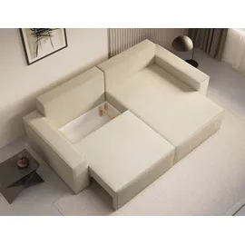 moeblo Ecksofa DENVER MINI – Ottomane beidseitig montierbar, Ecksofa aus Cord, Couch für Wohnzimmer, Schlafsofa Sofagarnitur Sofa Eckcouch L-For... - Beige