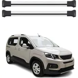 Omac Barres De Toit En Aluminium Pour Peugeot Partner Mk3 2018-2026 – Tüv / Din 75302:2018 – Charge Max 75 Kg – 2 Barres Argent
