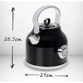 Adler AD 1346b Wasserkocher mit Thermometer, 2200w 1.7l Schwarz