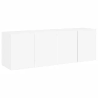 vidaXL TV Wandschrank 2 STK., TV Schrank mit viel Stauraum, Wandmontage Fernsehschrank Regal, Hängeschrank TV Möbel Ständer, Modern, Weiß