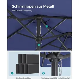 Songmics Doppelsonnenschirm 460 x 270 cm Blau