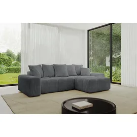 altdecor Ecksofa Cord 2-Sitzer Dunkelgrau