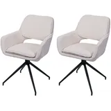 Mendler 2er-Set Esszimmerstuhl HWC-N74, Küchenstuhl, drehbar Auto-Return, Stoff Chenille (490g/m2) creme