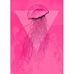 Bild KOMAR "Jellyfish Pink", bunt (farbe bild(er): bunt), B:40cm H:50cm, Papier, Holz, Bilder, Wandbild zur Dekoration - ohne Rahmen