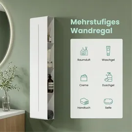 mai & mai Duschregal mit 4 Ablagen, Duschablage schmal, Wandregal Shampoo Halterung für Dusche 20x90x9cm, Badezimmer Organizer Weiß Reglo-16