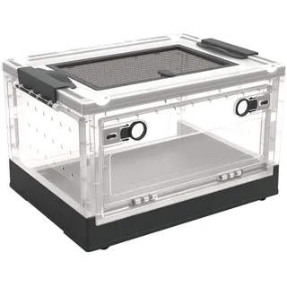 Terrarium für Reptilien und Amphibien, Reptilien Terrarium Box mit Belüftungsloch, Transparente Kunststoff Reptilienzuchtbox für Eidechsen Spinnen Frösche Igel Hamster, Tragbarer Reptil Fütterungsbox