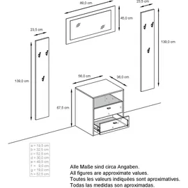 Vladon Garderobe Pino Avola-Anthrazit grau