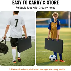 Vevor Fußball Rebound Board, Tragbares Prellwand Brett 100 x 40 cm, Rebounder Wand-Rebound-Ausrüstung, Kinder & Jugendliche, Doppel-Winkel-Board ... - Schwarz