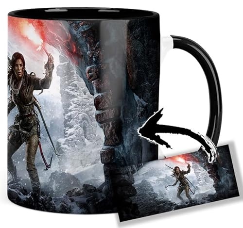 Rise Of The Tomb Raider Lara Croft B Tasse Innen & Henkel Schwarz Keramikbecher Mug