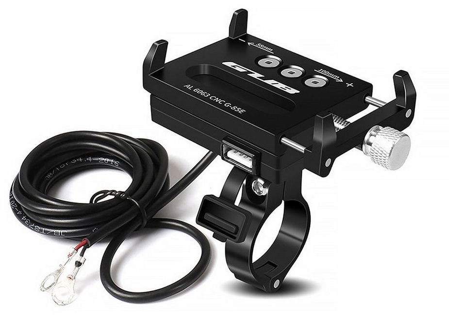 MidGard Motorrad Handyhalterung mit USB-Ladefunktion Roller Smartphone-Halter Smartphone-Halterung schwarz