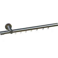 INDEKO Gardinenstange Consul, Ø 16 mm, 1-läufig, Wunschmaßlänge, verschraubt, Aluminium, Innenlauf Komplett-Set inkl. Gleitern und Montagematerial silberfarben Ø 16 mm x 110 cm