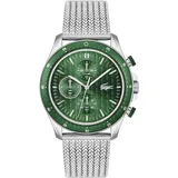 Chronograph LACOSTE "NEO HERITAGE, 2011255" Armbanduhren grün (silberfarben) Herren Quarzuhr, Armbanduhr, Herrenuhr, Stoppfunktion, Edelstahlarmband