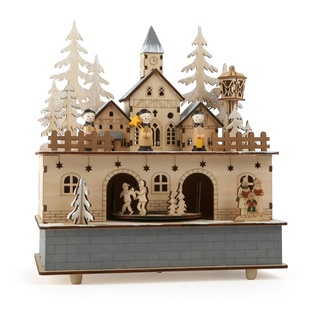 Small Foot Company Small foot 10543 - Kleines Dorf mit Spieluhr Stille Nacht, Lampe, Holz, Höhe 21cm