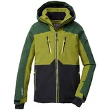 Killtec Jungen Skijacke/Funktionsjacke mit Kapuze und Schneefang KSW 190 BYS SKI JCKT, schwarz/khaki/dunkel waldgrün, 164, 43473-000