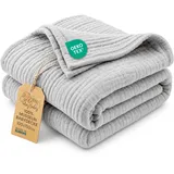 Totsy Baby Musselin Decke Babydecke Baumwolle 100 x 150 cm - Musselindecke Kuscheldecke Baby Musselintücher Kinderdecke dünne Babydecken Pucktuch Muslin Blanket für Kinder Oeko-Tex-Zertifikat Grau