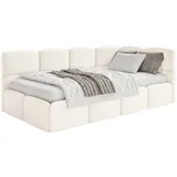 Selsey Jugendbett Creme Kunststoff, 1-Sitzer, 120x200 Kopfteil Rechts, Matratze & Bettkasten, Samt