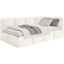 Selsey Jugendbett Creme Kunststoff, 1-Sitzer, 120x200 Kopfteil Rechts, Matratze & Bettkasten, Samt