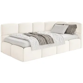 Selsey Jugendbett Creme Kunststoff, 1-Sitzer, 120x200 Kopfteil Rechts, Matratze & Bettkasten, Samt