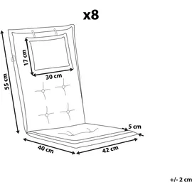 Beliani Sitzauflage 40 x 54 cm grau 8-tlg.