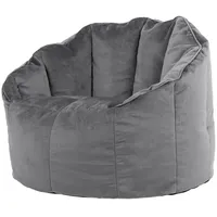 I.C.O.N. icon Sitzsack Sessel aus Samt „Sirena“, Sitzsack XXL, Made in Germany, für Erwachsene & Kinder grau