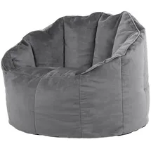 I.C.O.N. icon Sitzsack Sessel aus Samt „Sirena“, Sitzsack XXL, Made in Germany, für Erwachsene & Kinder grau