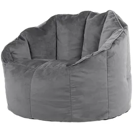 I.C.O.N. icon Sitzsack Sessel aus Samt „Sirena“, Sitzsack XXL, Made in Germany, für Erwachsene & Kinder grau