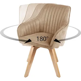 Riess-Ambiente Drehbarer Stuhl LIVORNO champagner greige Samt Buchenholz Esszimmerstuhl Küchenstuhl