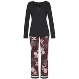 S.Oliver Damen Pyjama schwarz-bordeaux-mehrfarbig-geblümt Gr.36/38