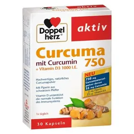 Doppelherz Aktiv Curcuma 750 mit Curcumin + Vitamin D3 1000 I.E. Kapseln 30 St.