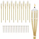 Relaxdays Gartenfackel Bambus 16er Set H: 90 cm natur/braun/weiß