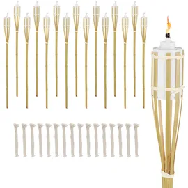 Relaxdays Gartenfackel Bambus 16er Set H: 90 cm natur/braun/weiß