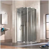 HSK 114080500-1-500 Favorit Schiebetür Runddusche 4-teilig mit Bodenprofil R500 800x800x1850mm Alu Silber-Matt Klar Hell Edelglasbeschichtung 114080500-1-500-hsk