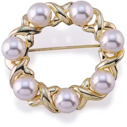Brosche FIRETTI "Schmuck Geschenk Ansteckschmuck Perlenbrosche", gelb (gelbgoldfarben, champagner), Broschen, Damen, Metall, mit Glasperle