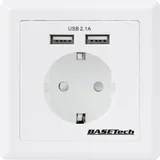 BASETECH Basetech, 1425527 Unterputz-Steckdose mit USB IP20 Weiß