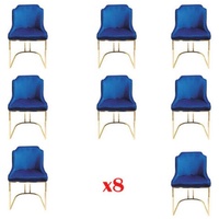 JVmoebel Esszimmerstuhl, Design Stuhlset Gruppe Polsterung Textil 8x Stühle Möbel Luxus Lehn blau