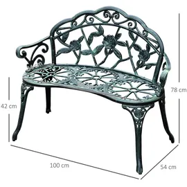 Outsunny Gartenbank Metall Modell 3 100 x 54 x 80 cm antik-grün