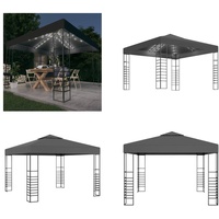 vidaXL Gartenzelt mit LED Lichterkette 3x3 m Anthrazit - Gartenpavillon - Gartenpavillons - Pavillon - Pavillons