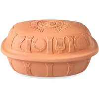 Römertopf Bräter 40 Jahre Jubiläums-Edition, Dampfgarer aus Naturton, 3,5 Liter, oval 34 x 26 x 19 cm, Terrakotta, für bis zu 6 Personen, schonendes Garen mit Dunst, ofenfest & pflegeleicht