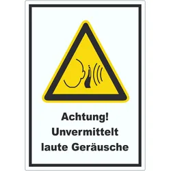 Achtung Unvermittelt laute Geräusche Aufkleber A5 (148x210mm)
