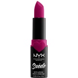 NYX Professional Makeup Lippenstift - Suede Matte Lipstick, superleichter & pudriger Lippenstift, intensiv mattes Finish, 3, 5 g, Clinger