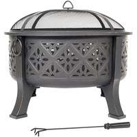 La Hacienda Moresque Feuerkorb - Feuerkorb für den Garten - Feuertonne & Feuerstelle - Feuerschale Feuerkorb aus stabilem Stahl mit Grill - 76x76x68 cm