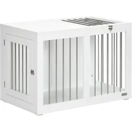 PawHut Hundekäfig mit Türen und Tischplatte 80x50x56,5cm wwiß